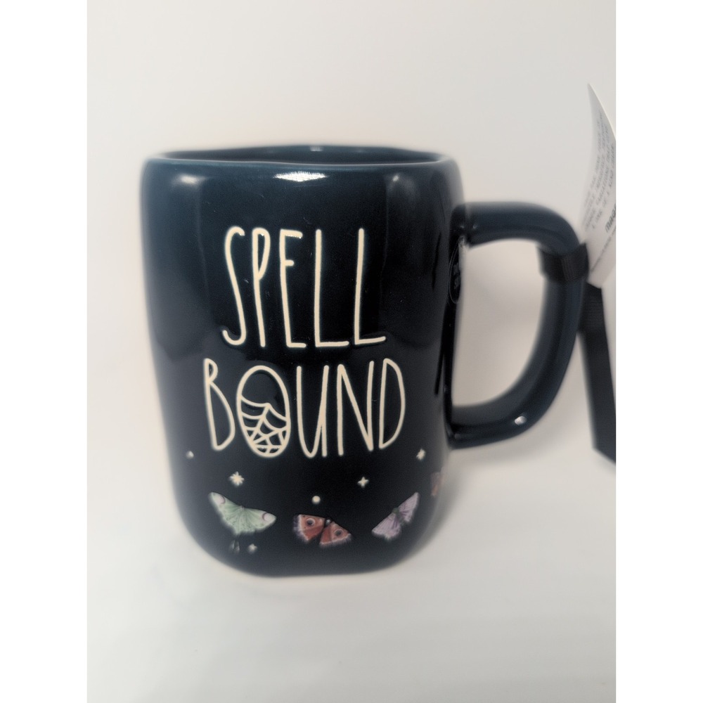 Rae Dunn Spellbound Halloween Moth Blue Ceramic Coffee Mug Moth Gothic 16oz